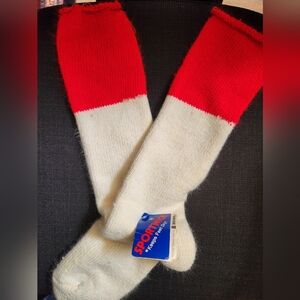 🔥Sport-Tek Red and Off White Socks
